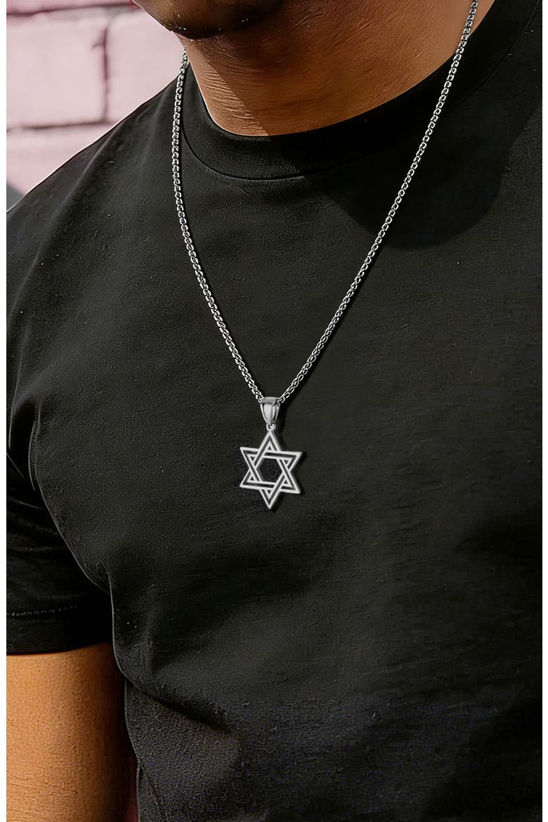Men's Star of David Pendant Necklace, Alternate, color, SILVER