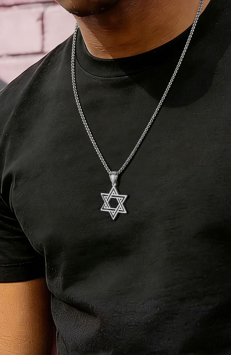 EDFORCE Men's Star of David Pendant Necklace, Alternate, color, Silver