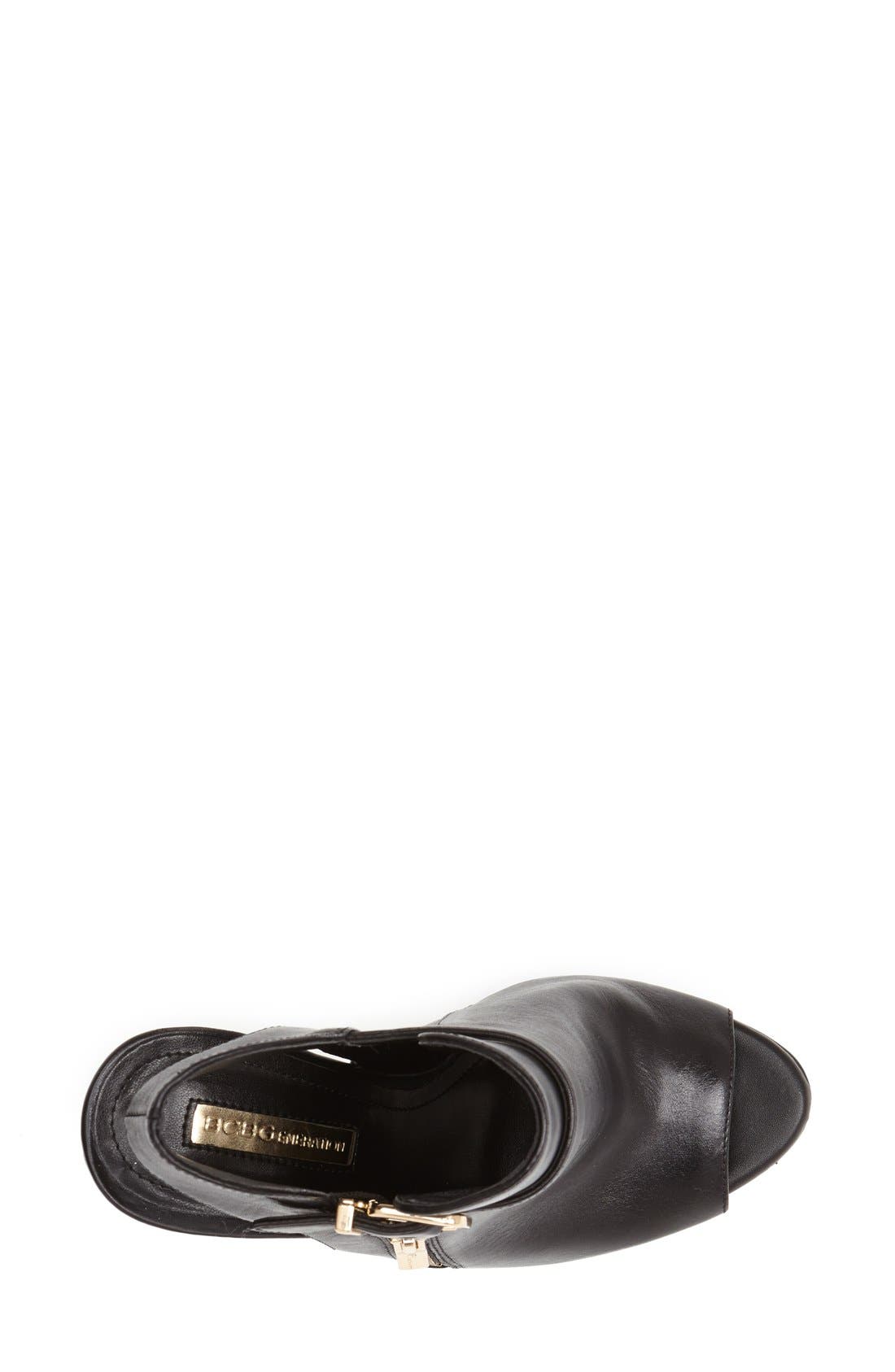 'Chandler' Peep Toe Leather Bootie, Alternate, color, BLACK
