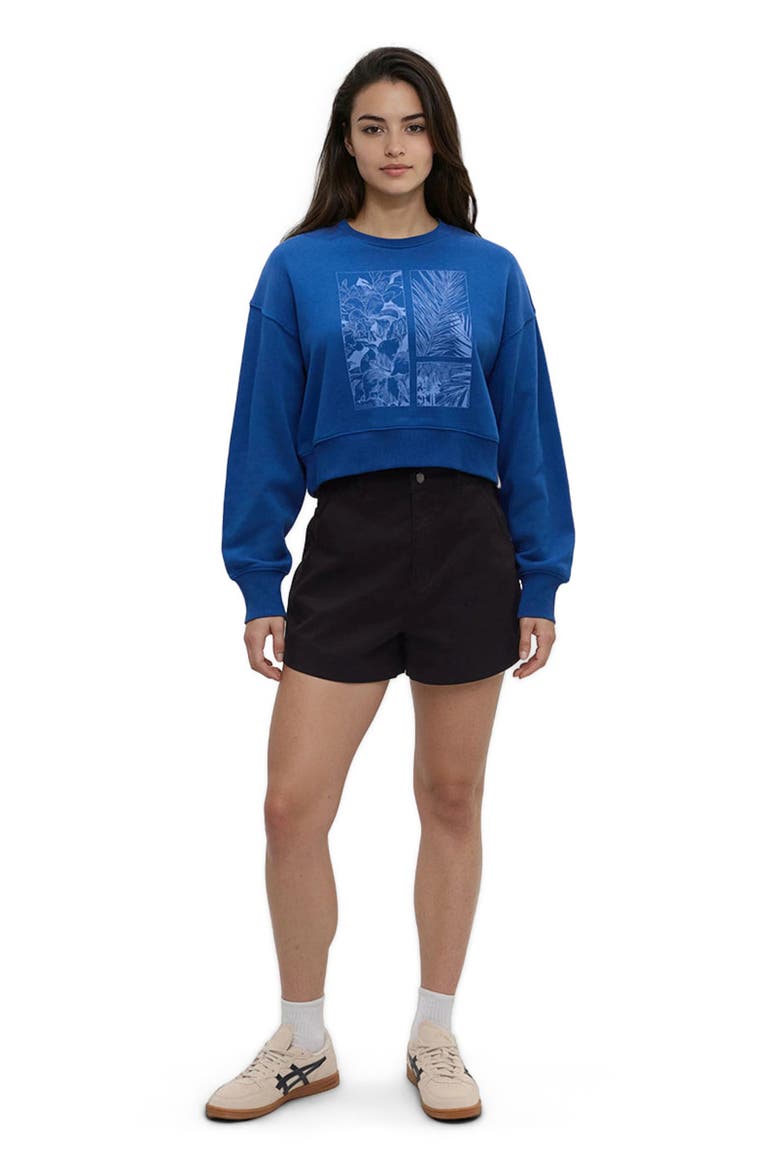 Framed Haitian Blooms Oversized Crop Crew, Main, color, Nightfall/High Tide