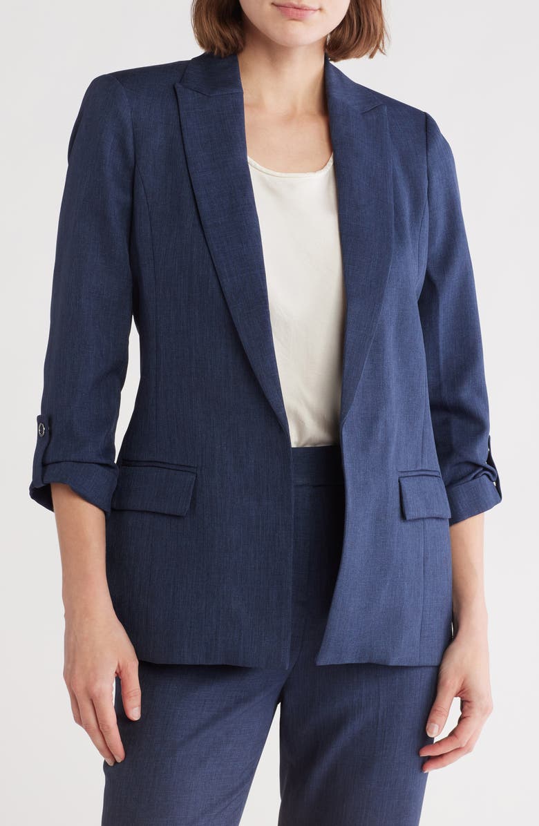 Calvin Klein Open Front Denim Blazer, Main, color, Heather Indigo