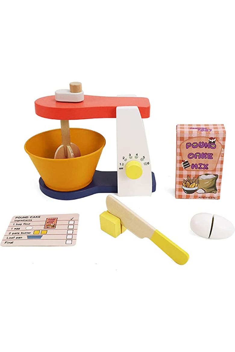 Kids Wooden Kitchen Mixer Set, Main, color, Red