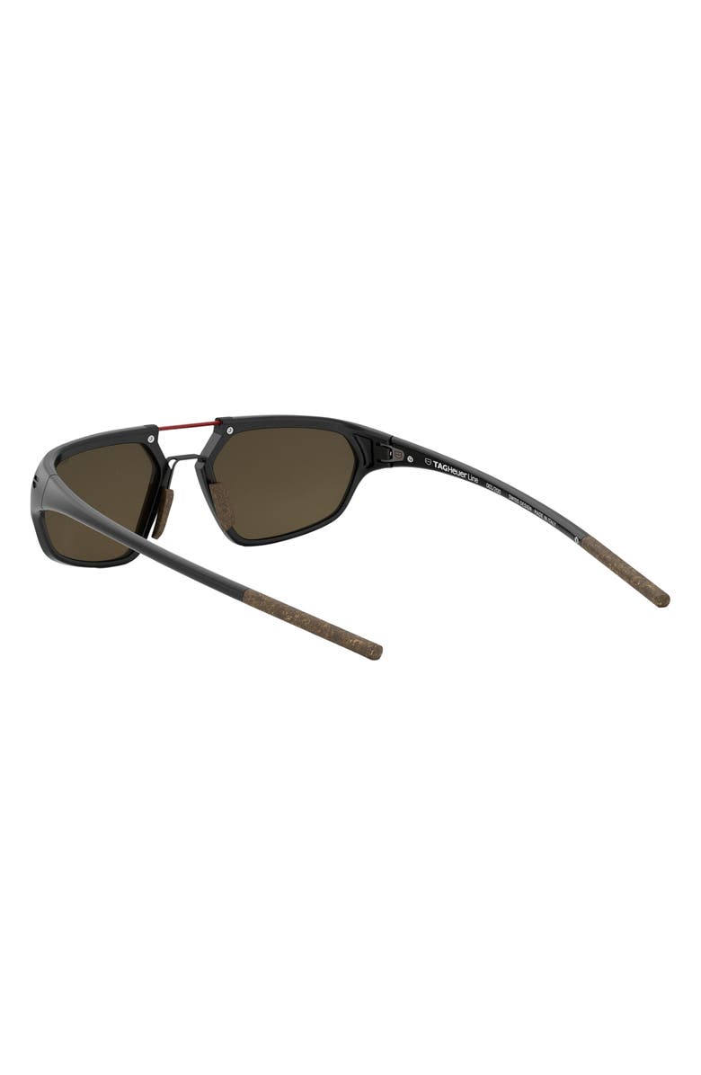 TAG Heuer Line 55mm Polarized Geometric Sunglasses, Alternate, color, Black/ Other / Brown Polarized