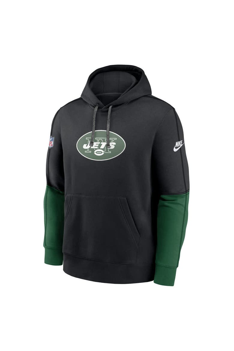 Men's Nike Black New York Jets  Throwback Logo Club Tri-Blend Pullover Hoodie, Alternate, color, Black
