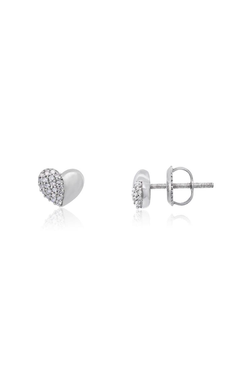 The Lovery Fine Jewelry Half Diamond Heart Screw Back Stud Earrings, Main, color, Sterling Silver
