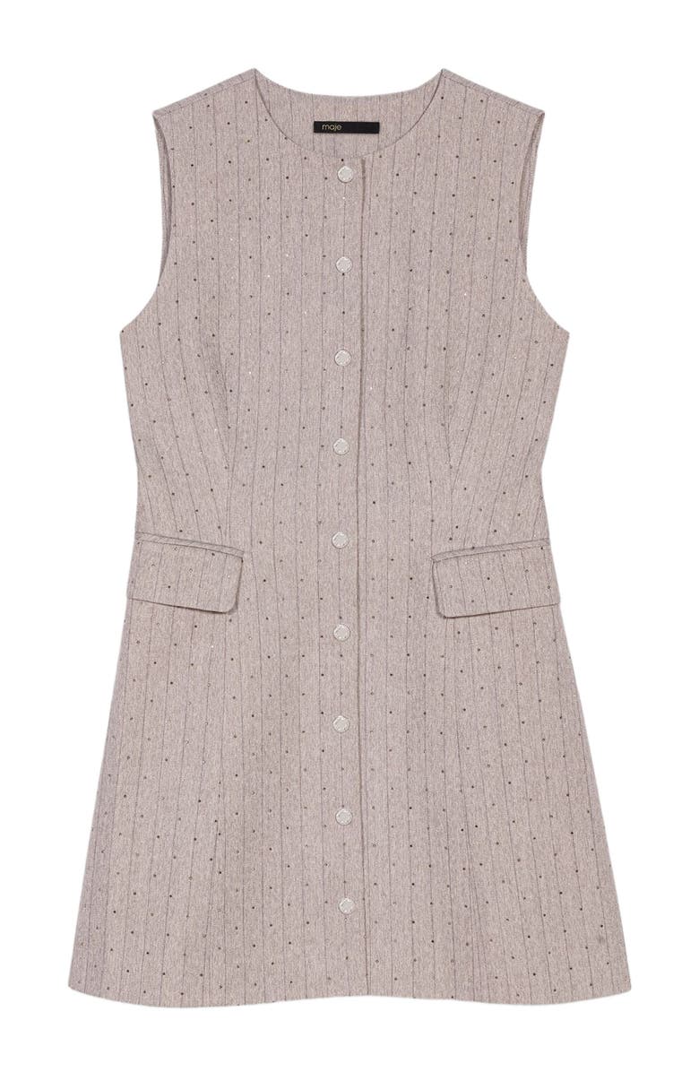 maje Mini rhinestone tailored dress, Alternate, color, Light Grey