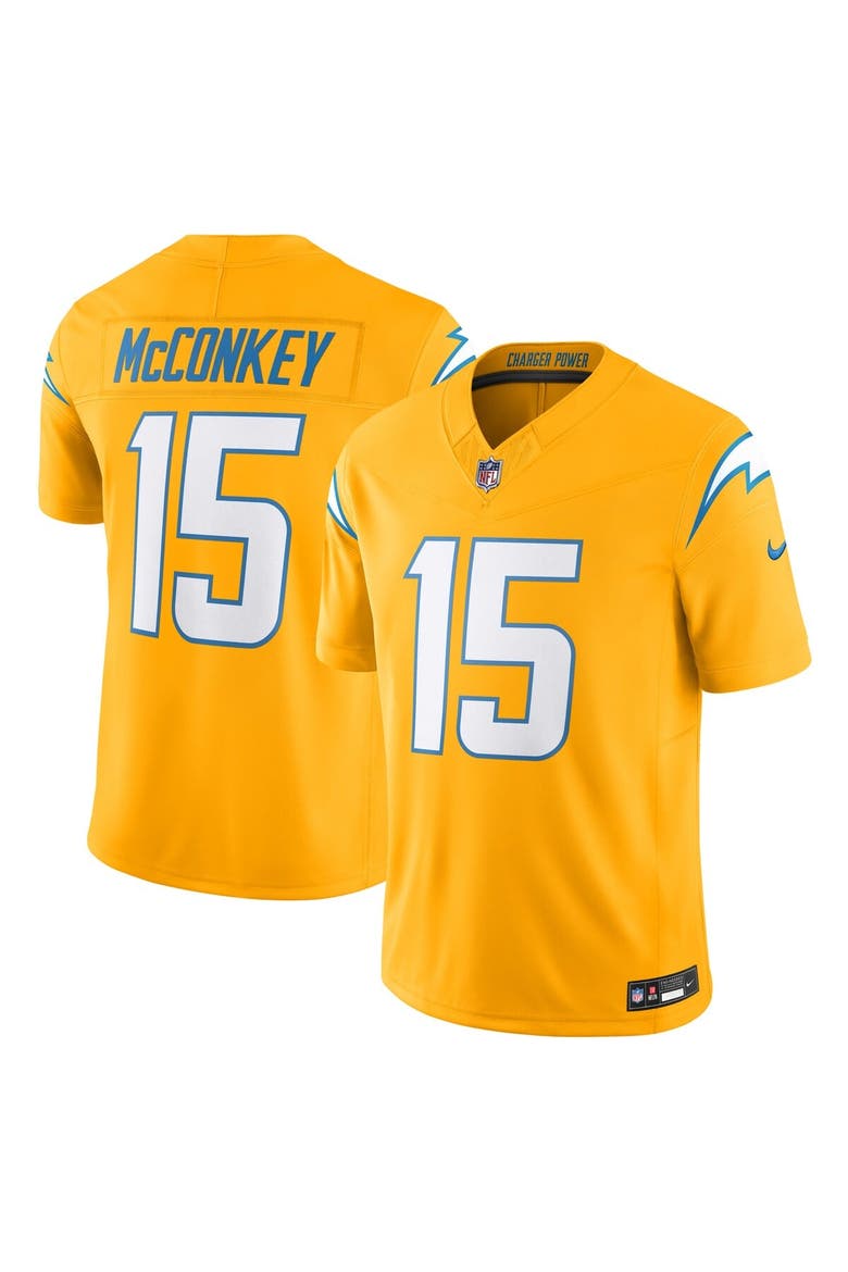 Men's Nike Ladd McConkey Gold Los Angeles Chargers Alternate Charger Power Vapor F.U.S.E. Limited Jersey, Main, color, Gold