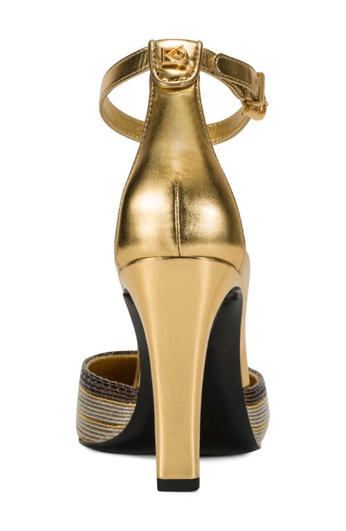 Donna Karan New York Patrica Ankle Strap Pointed Toe Pump In Gold