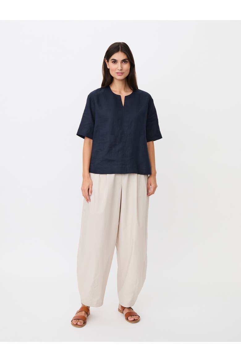 Madolorea Linen Short Sleeve Tunic Top, Alternate, color, Navy