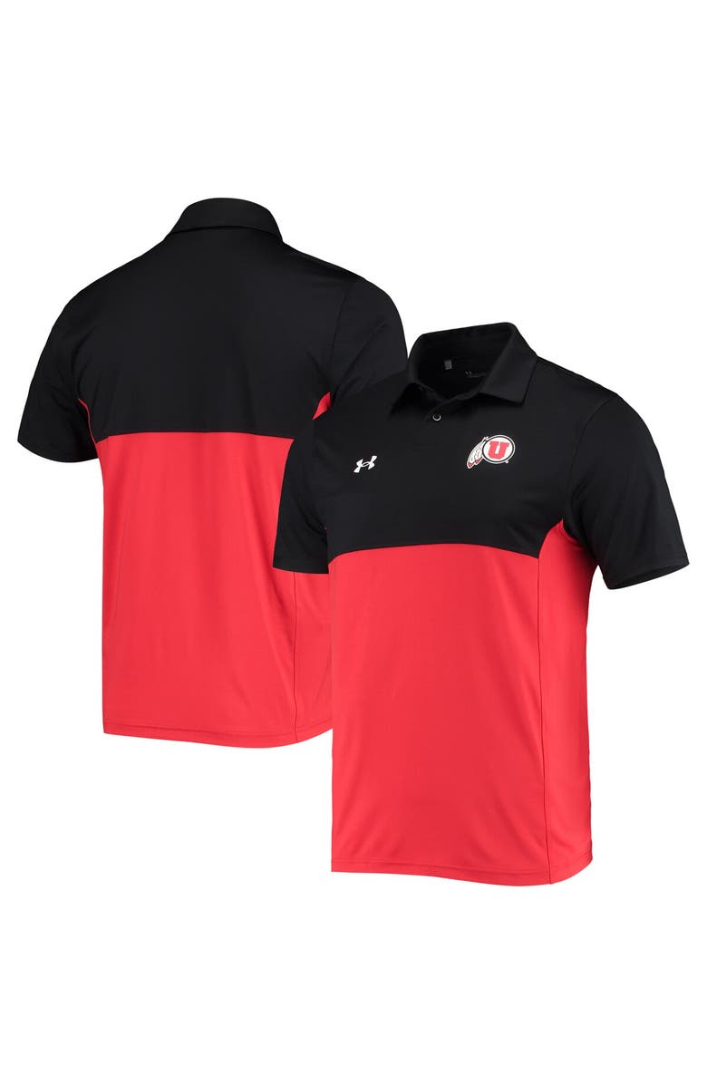 Under Armour Men's Under Armour Black/Red Utah Utes 2022 Blocked Coaches Performance Polo, Main, color, Black