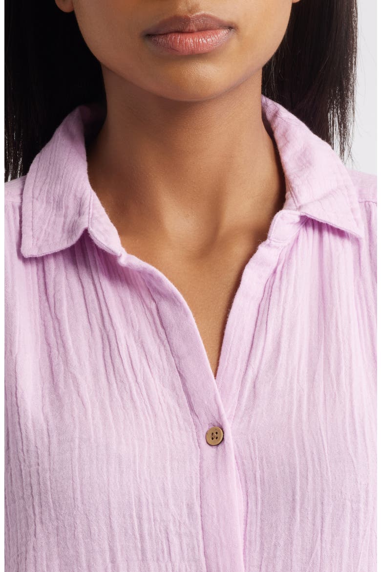 Dawson Short Sleeve Cotton Button-Up Shirt, Alternate, color, LILAC PINK