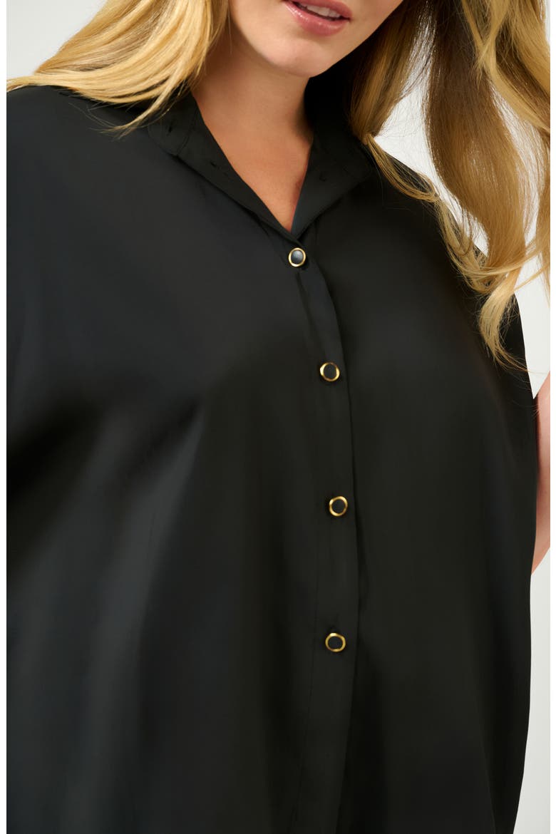 Lela Relaxed Fit Button-Up Shirt, Alternate, color, BLACK