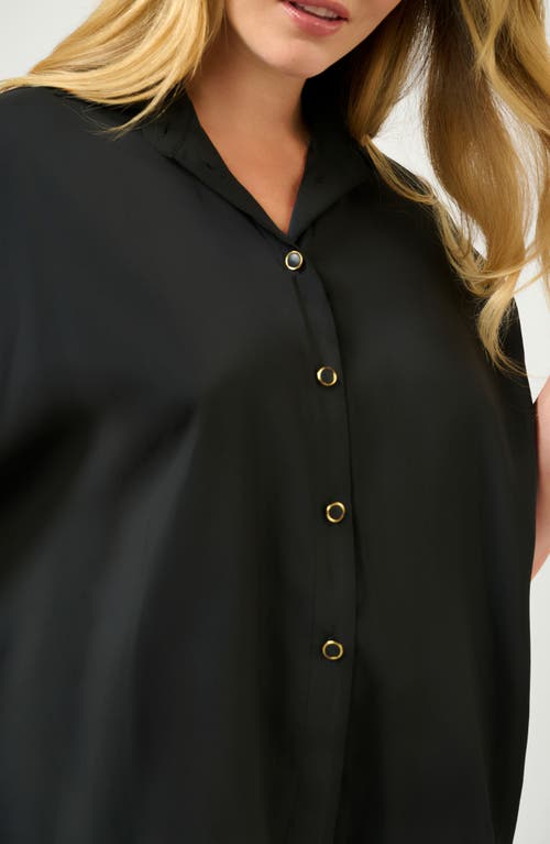Estelle Lela Relaxed Fit Button-up Shirt In Black