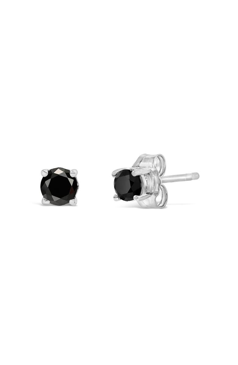 Haus of Brilliance Silver 1/3 Ct Black Diamond Solitaire Stud Earrings, Alternate, color, White