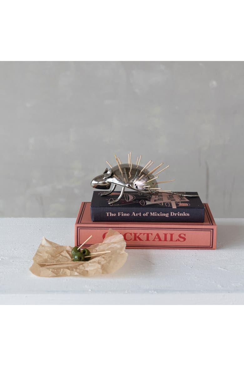 Aluminum Vintage Reproduction Mouse Toothpick Holder, Nickel Finish, Alternate, color, Silver