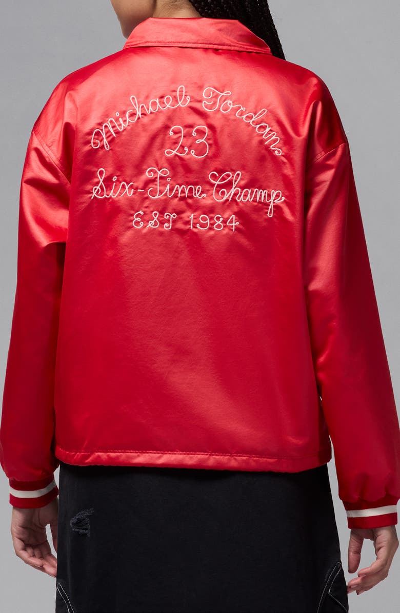 Jordan 40th Anniversary Water Repellent Satin Coach's Jacket, Alternate, color, Varsity Red/ Sail