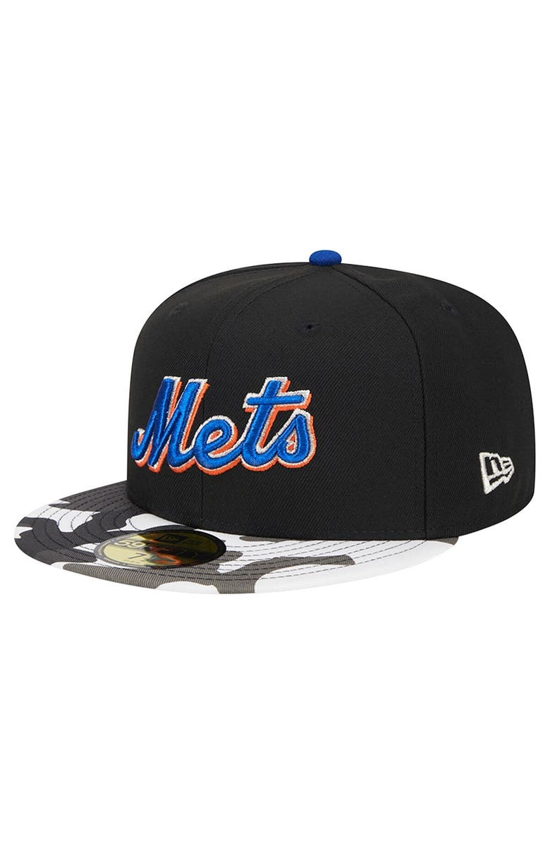 New Era Men's New Era Black New York Mets Metallic Camo 59FIFTY Fitted Hat, Alternate, color, 