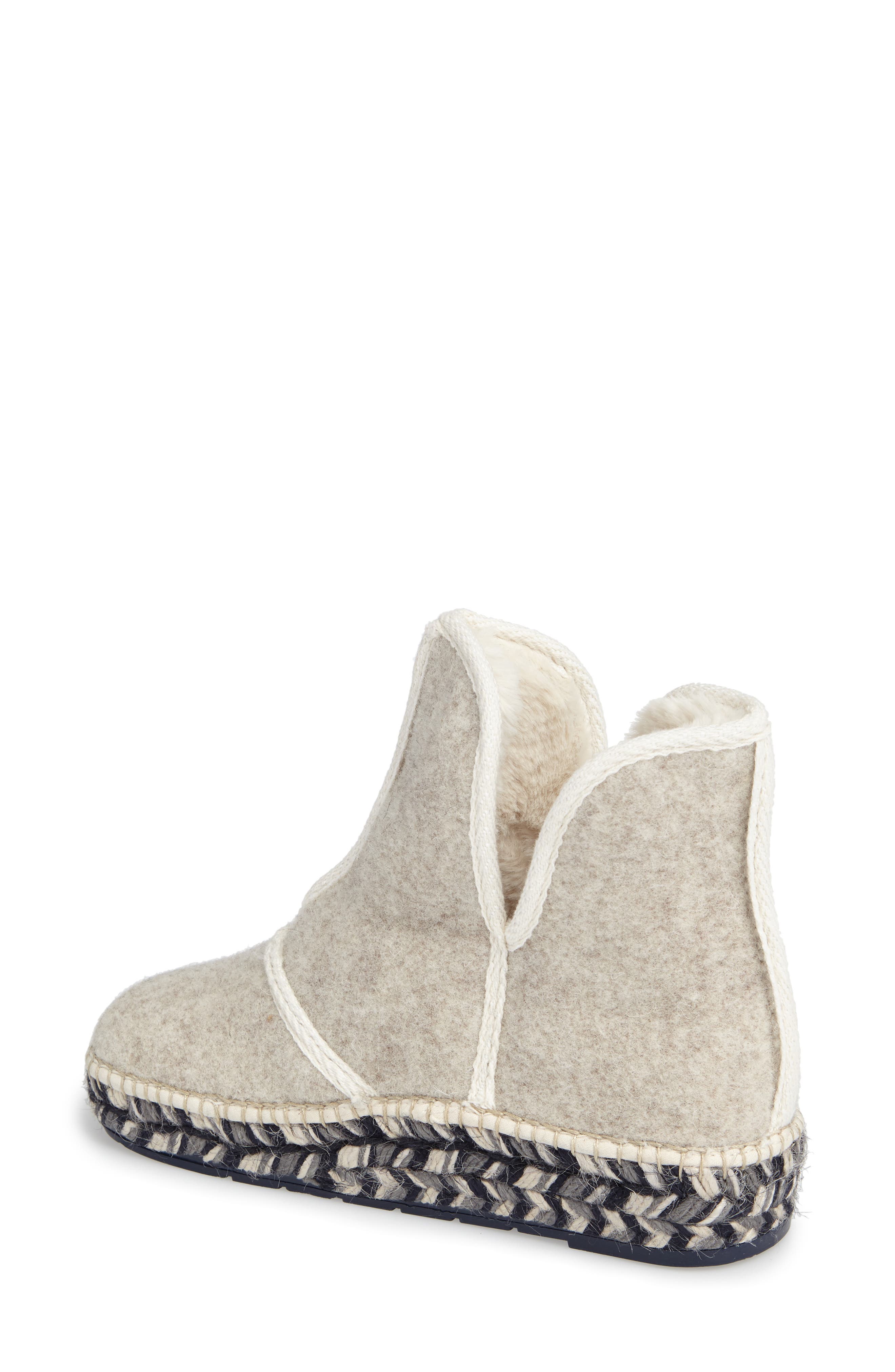 Toni Pons Espadrille Platform Bootie with Faux Fur Lining, Alternate, color, Ecru Felt