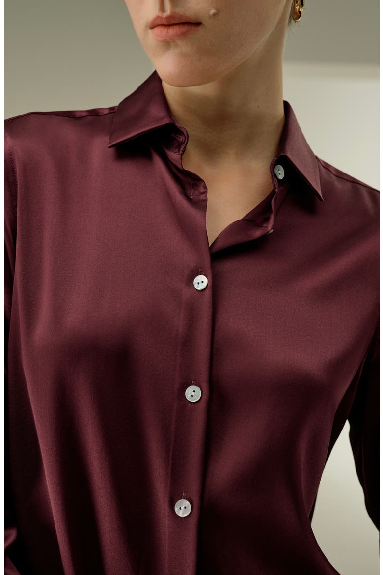 Women's Timeless Silk Charmeuse Shirt, Alternate, color, Pinot Noir