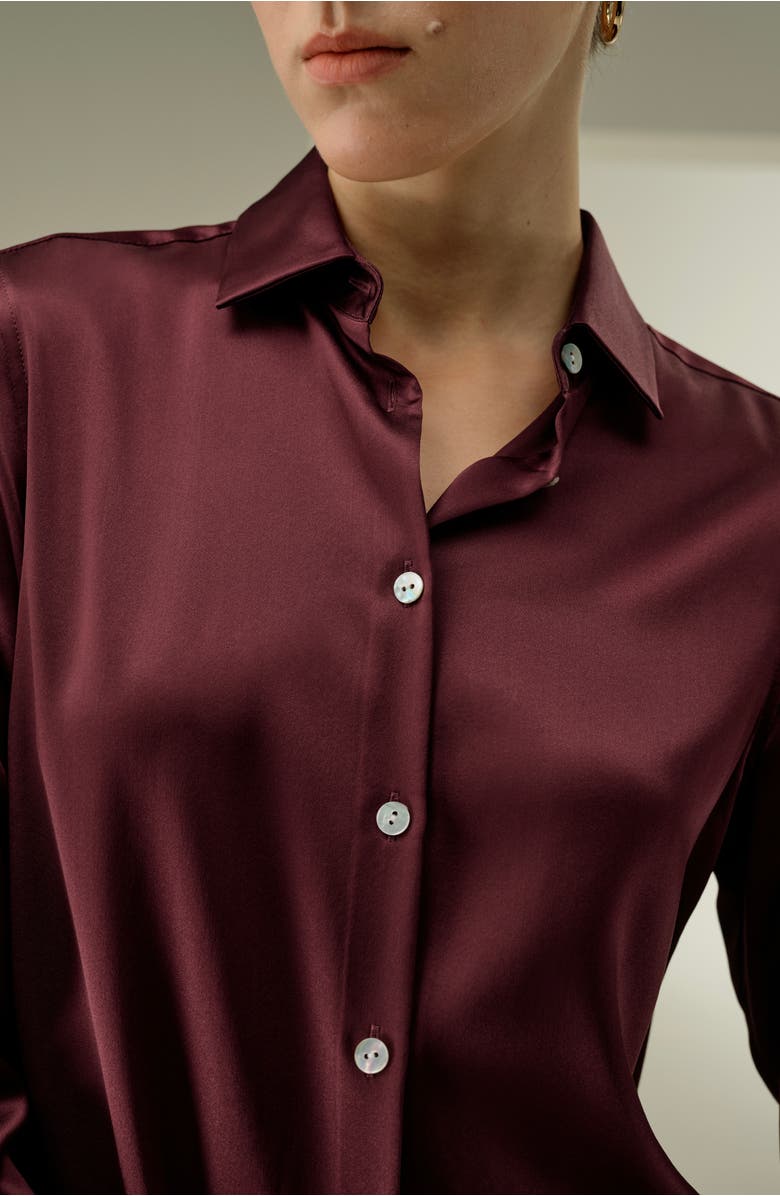 Lilysilk Timeless Silk Charmeuse Shirt, Alternate, color, Pinot Noir