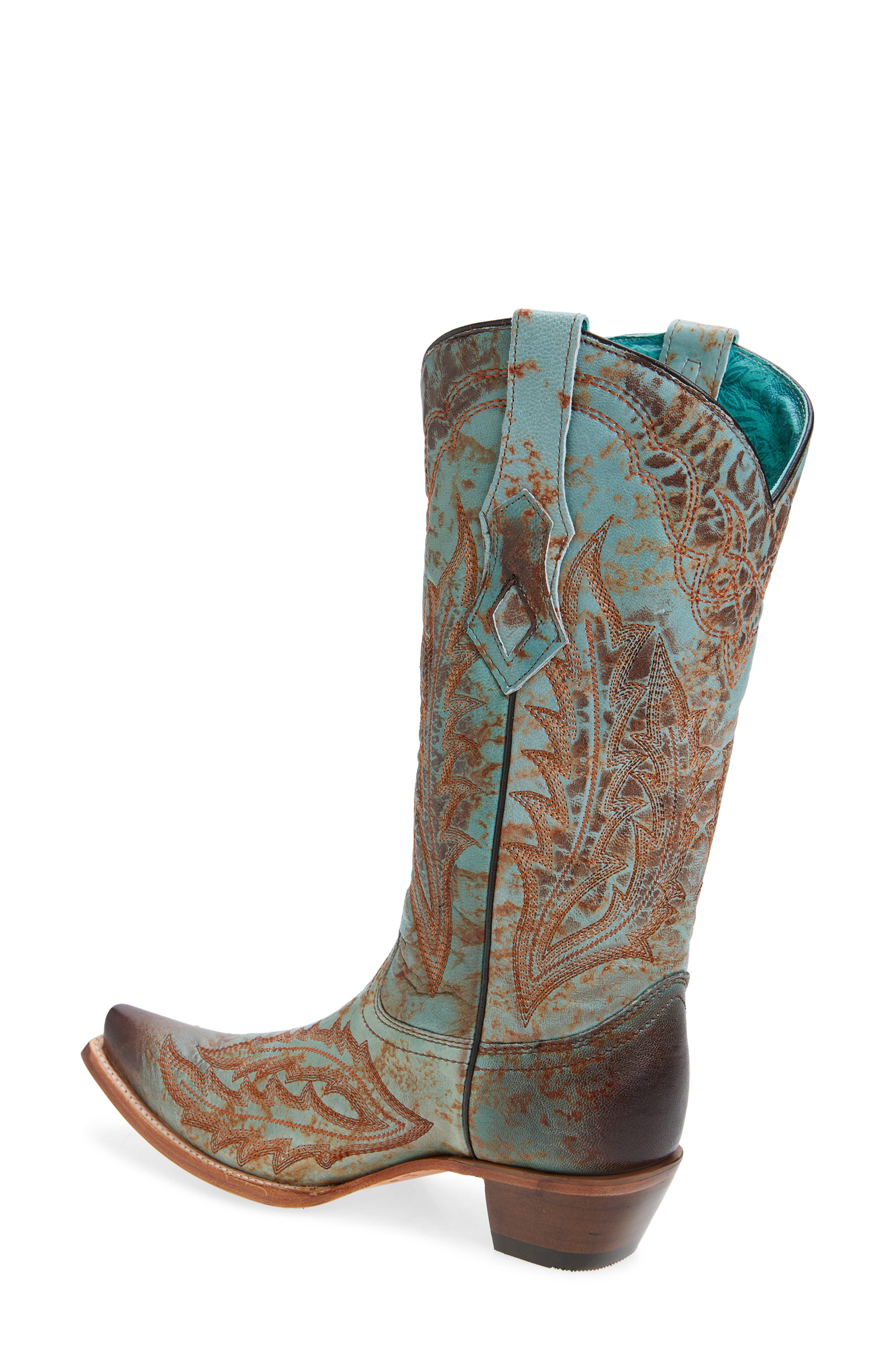 CORRAL Embroidered Mid Calf Western Boot, Alternate, color, Green