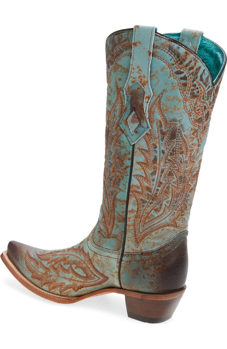 CORRAL Embroidered Mid Calf Western Boot, Alternate, color, Green