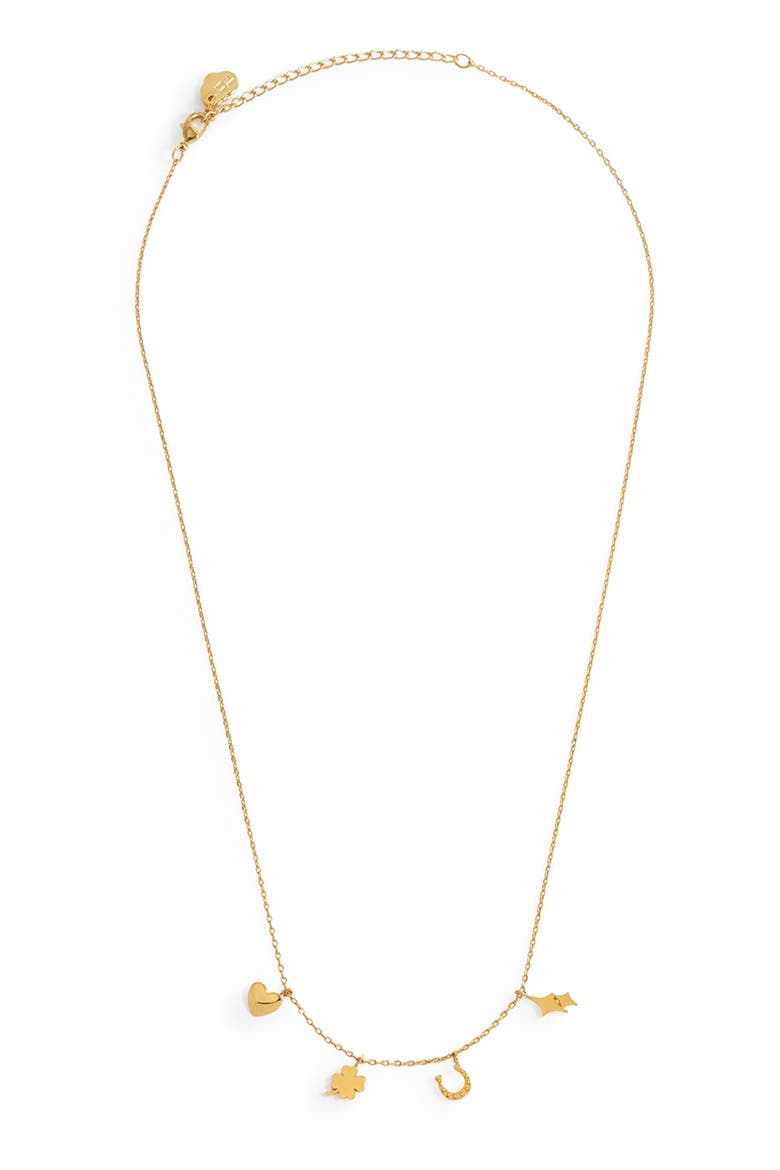 Love & Luck Charm Layer Necklace, Alternate, color, GOLD