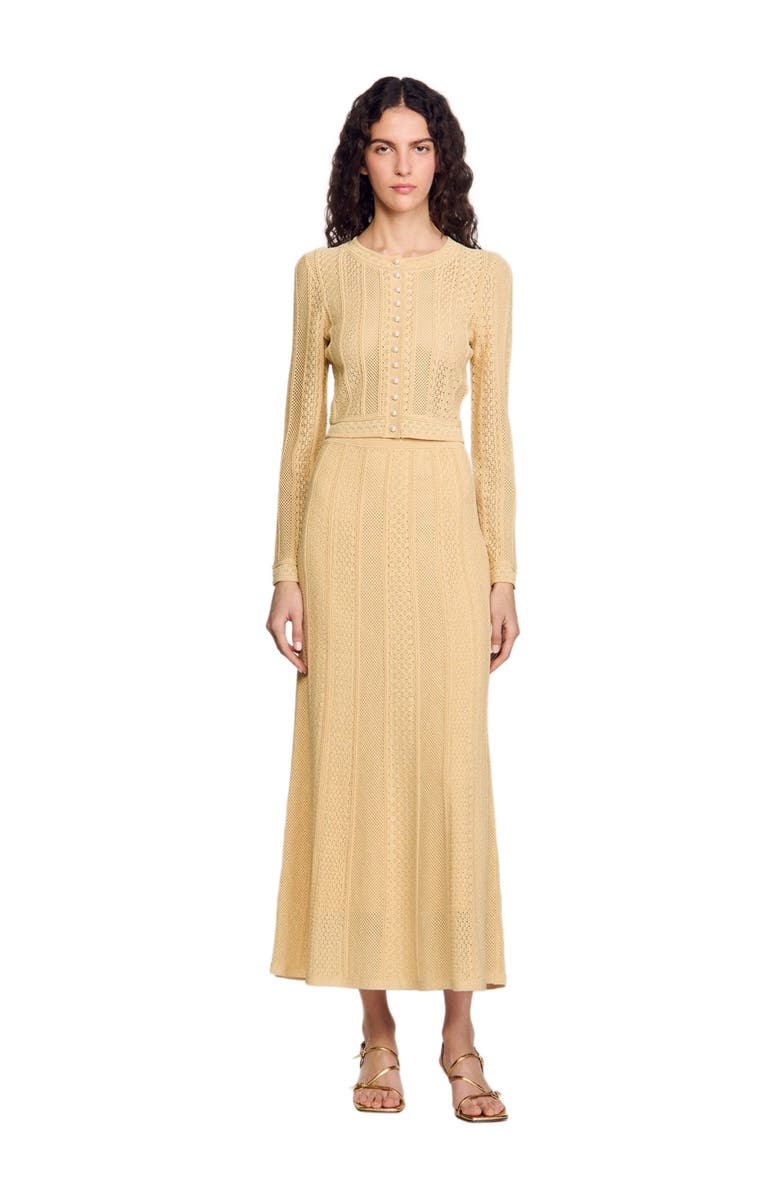 SANDRO Pointelle knit maxi skirt, Alternate, color,