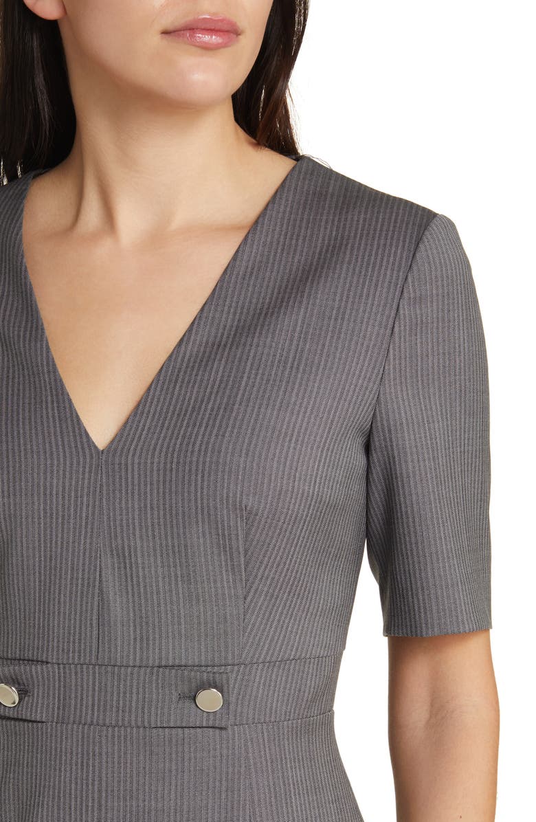 BOSS Danorla Pinstripe Virgin Wool Sheath Dress, Alternate, color, 