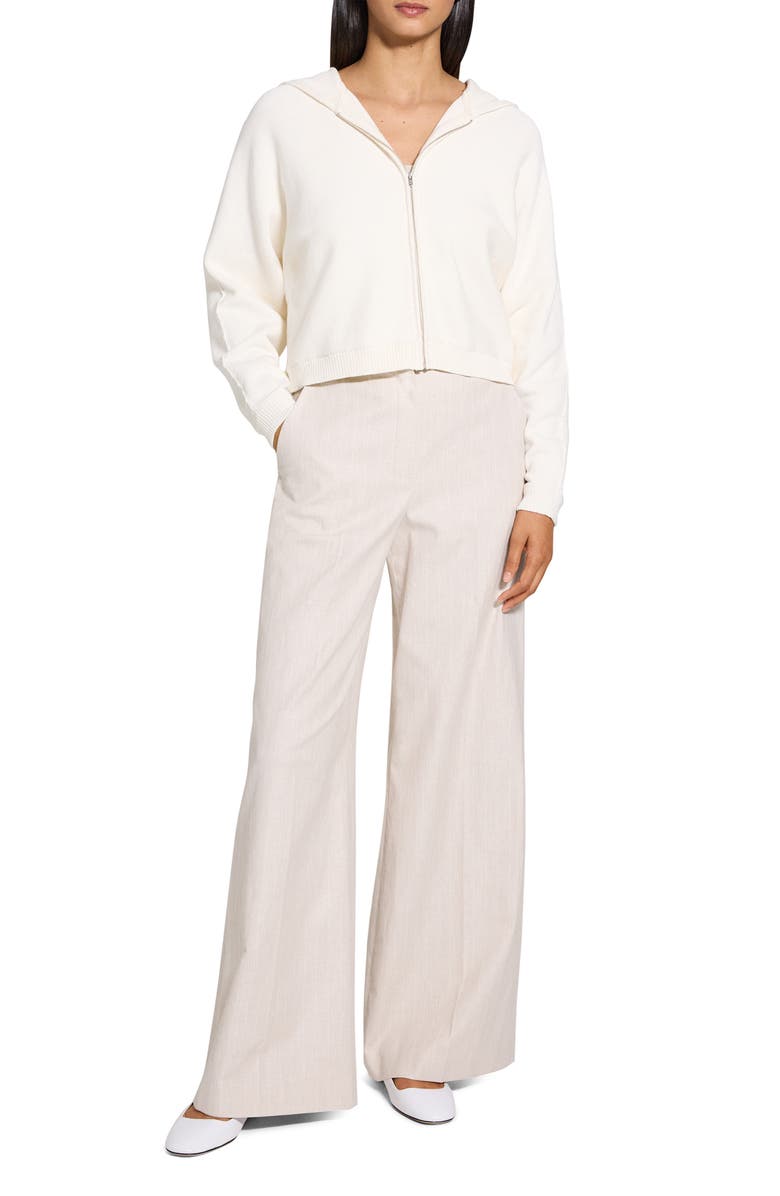 Theory Cotton Blend Zip-Up Hoodie, Alternate, color, Natural