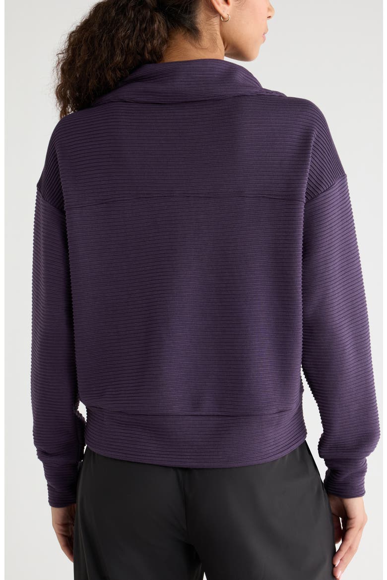 Half Zip Fleece Ottoman Pullover, Alternate, color, PURPLE NIGHT