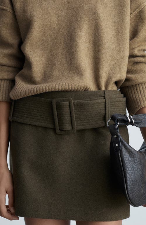 Shop Mango Cuffed Sleeve Crewneck Sweater In Medium Green