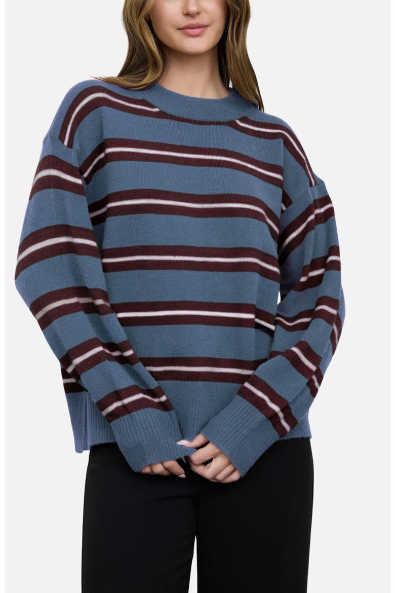 Stripe Crew Sweater, Main, color, LIGHT BLUE MULTI