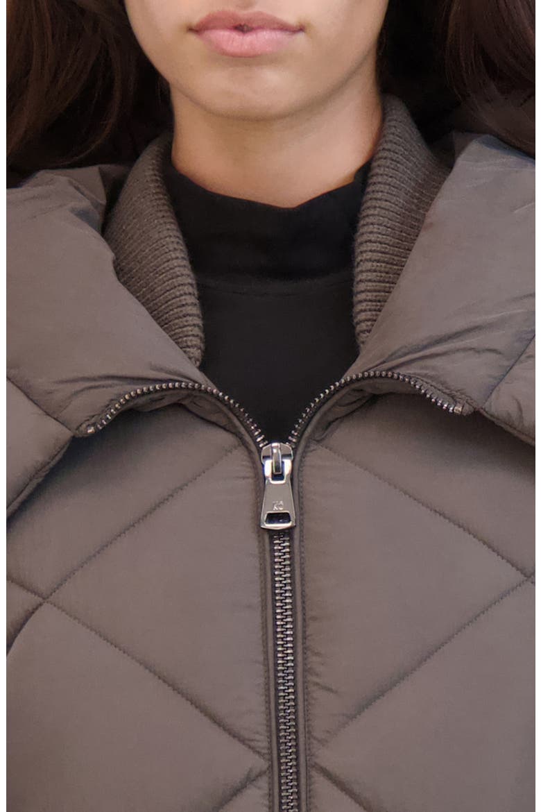 Diamond Quilted Hooded Jacket, Alternate, color, GUNMETAL