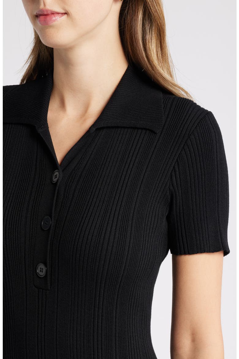 Rib Short Sleeve Midi Sweater Dress, Alternate, color, BLACK