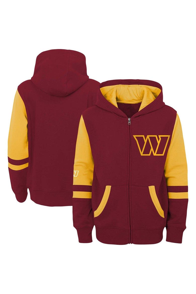 Preschool Burgundy Washington Commanders Stadium Color Block Full-Zip Hoodie, Main, color, Burgundy