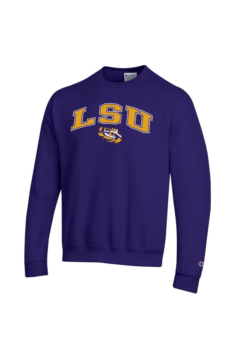 Champion Men's Champion  Purple LSU Tigers Arch Over Logo Pullover Sweatshirt, Alternate, color, Purple