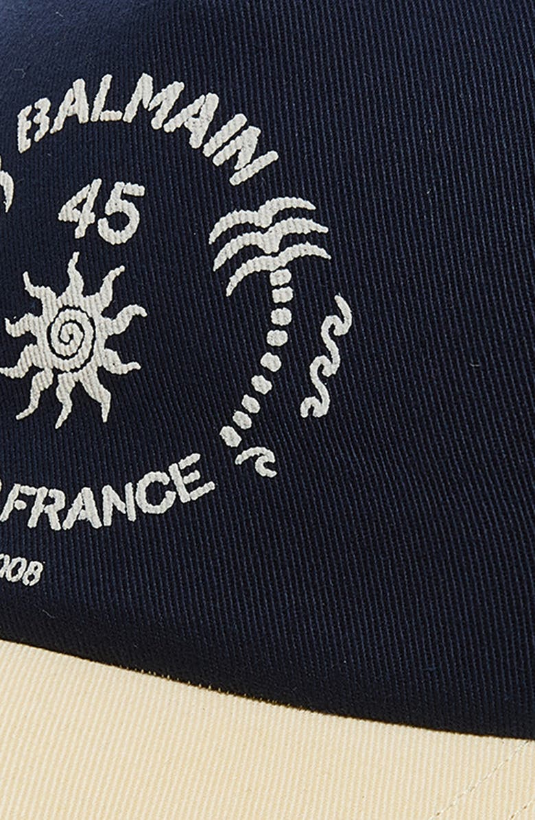 Balmain Club Logo Adjustable Cotton Twill Baseball Cap, Alternate, color, Navy Multi