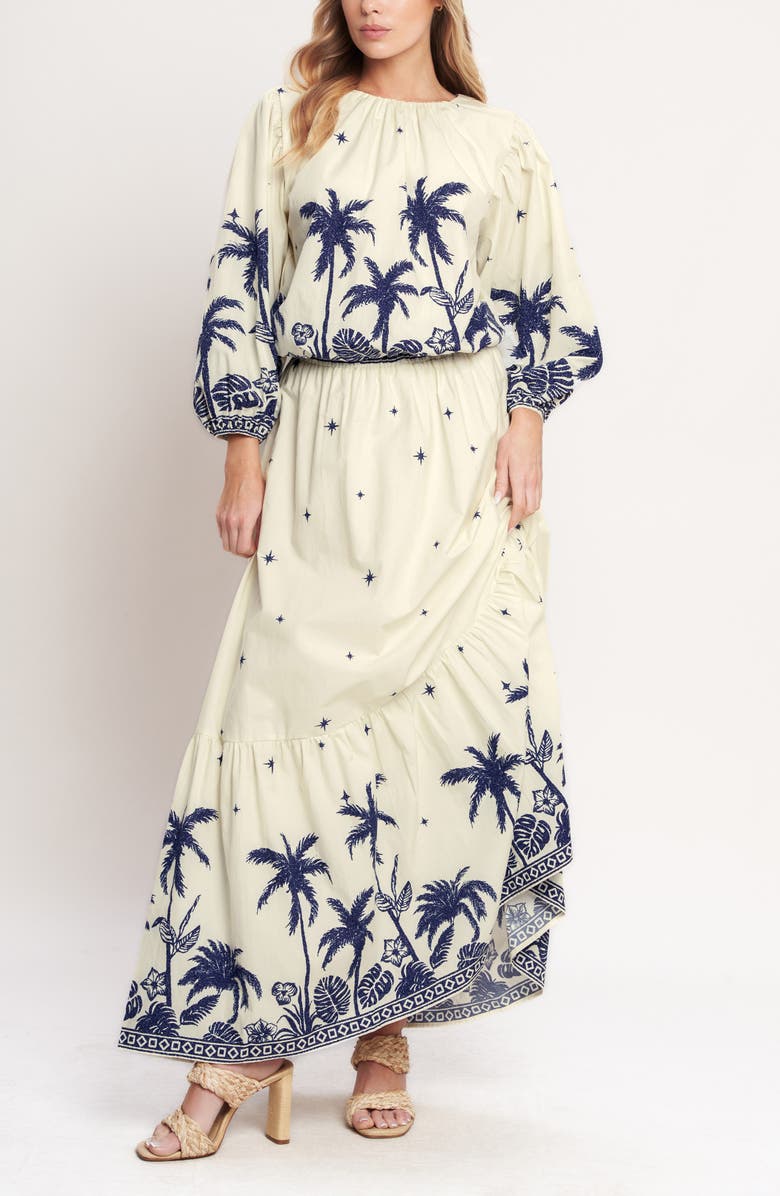 FLYING TOMATO Print Cotton Maxi Skirt, Alternate, color, Off White