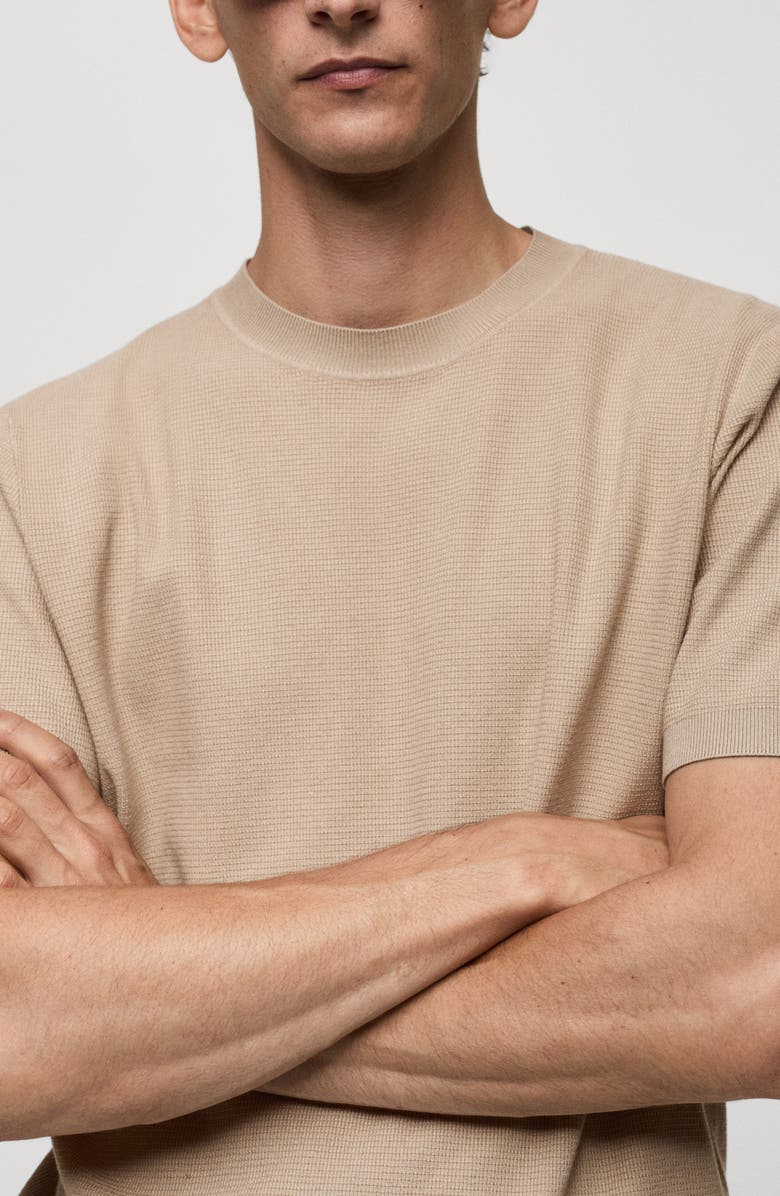 MANGO Waffle Knit Short Sleeve Sweater, Alternate, color,