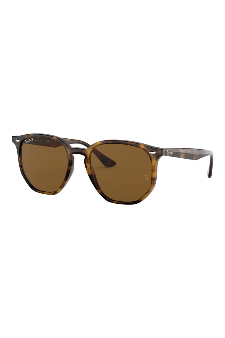 54mm Polarized Round Sunglasses, Alternate, color, HAVANA/ BROWN SOLID