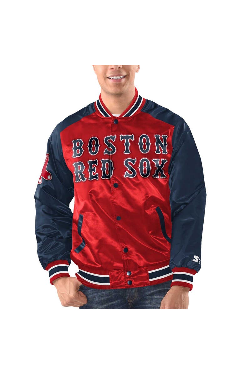 STARTER Men's Starter Red/Navy Boston Red Sox Varsity Satin Full-Snap Jacket, Main, color, Red