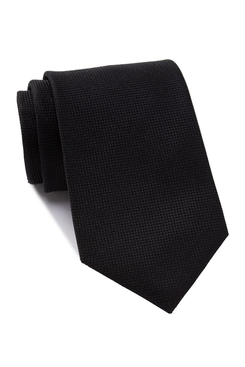 Oleta Solid Silk Blend Tie, Main, color, BLACK