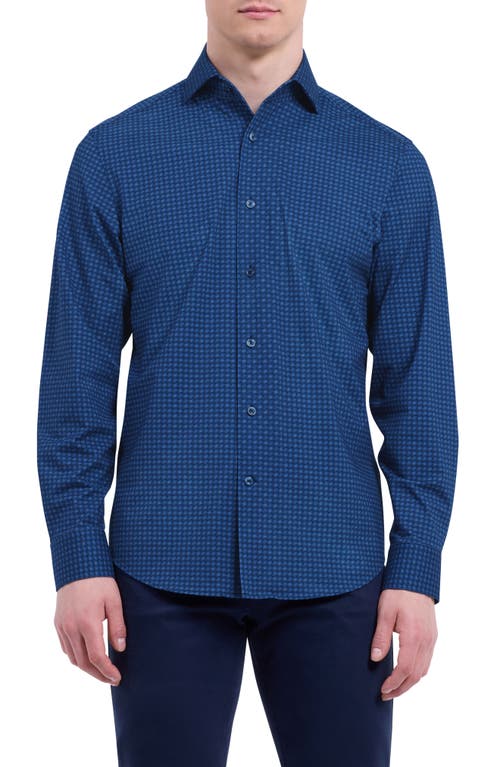 Bugatchi Devon Ooohcotton® Geo Print Button-up Shirt In Blue
