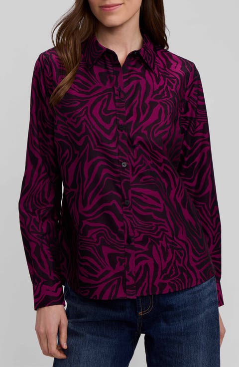 Hampton Zebra Print Cotton Blend Button-Up Shirt