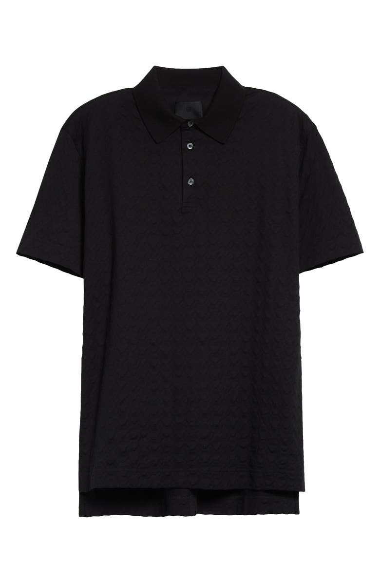 Givenchy Classic Fit Textured Cotton Polo, Alternate, color, Black