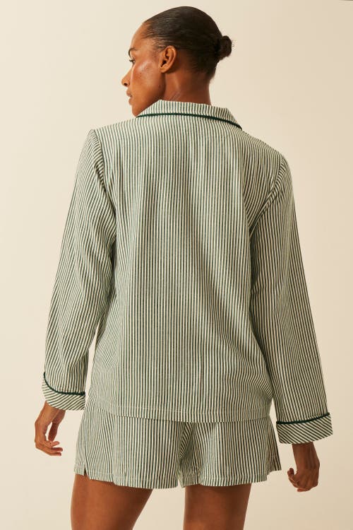 Stripe & Stare Ecovero Pyjama Top In Green