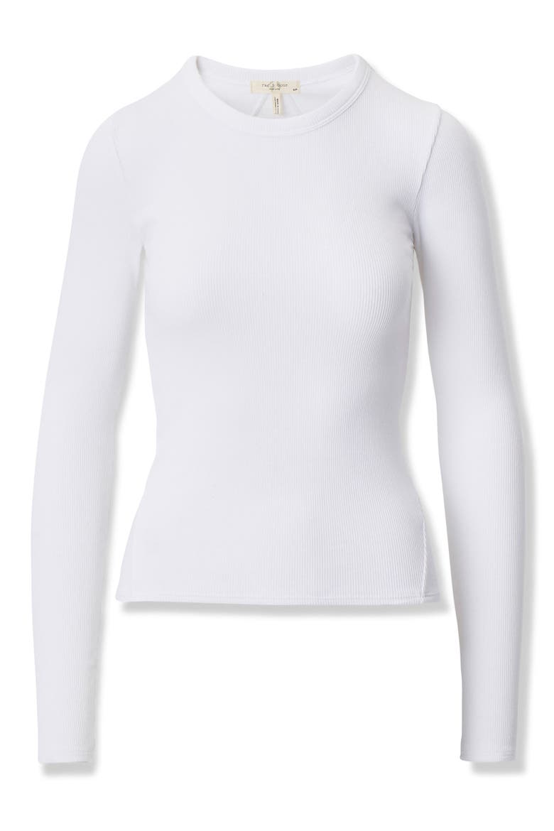 The Essential Rib Long Sleeve Cotton T-Shirt, Alternate, color, WHITE