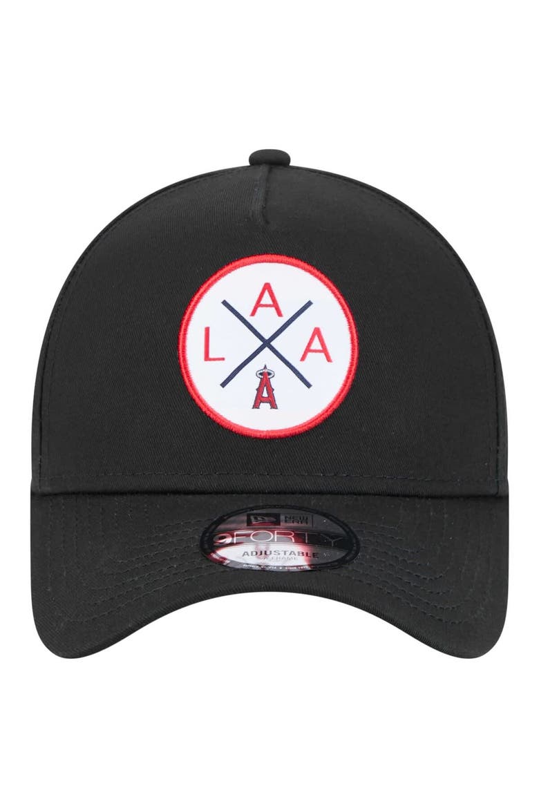Men's New Era Black Los Angeles Angels 9FORTY A-Frame Adjustable Hat, Alternate, color, Black
