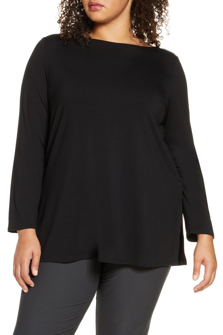 Bateau Neck Tunic, Main, color, BLACK